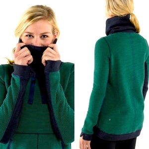 Lululemon Pullover- Hyper Stripe Green Funnel Neck Sweatshirt